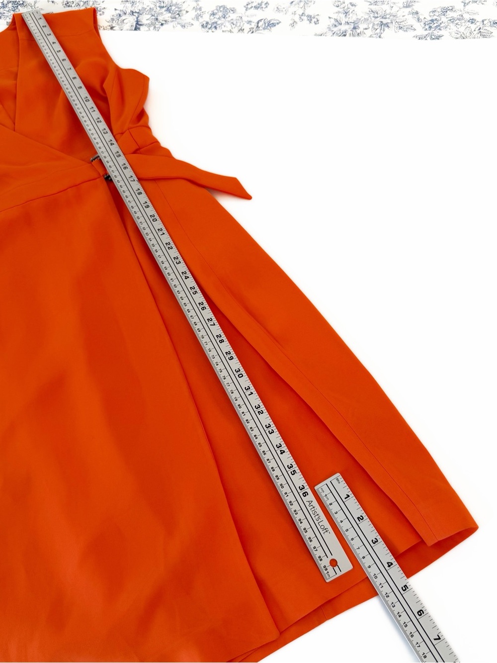 L.K. Bennett Dress Womens US 8 Orange Wrap Midi Classic - Picture 5 of 8